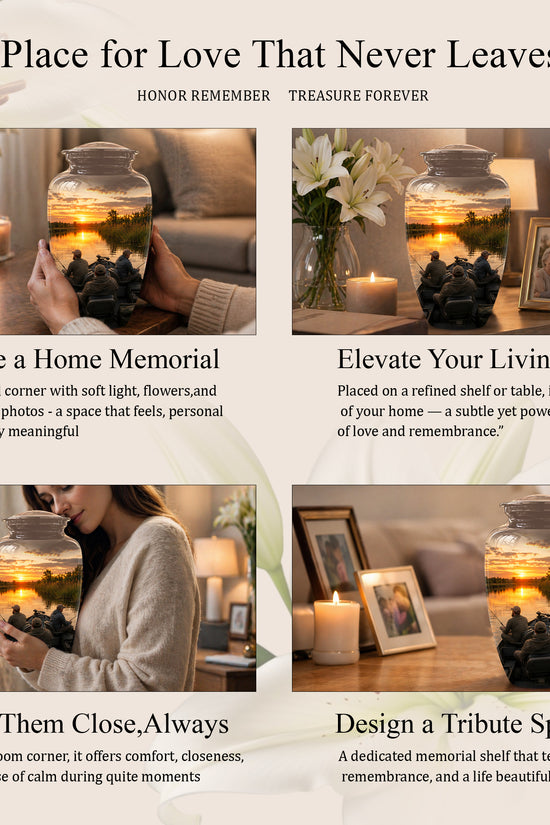 Fisherman Sunset Cremation Urn - Personalized Burial Urns For Ashes