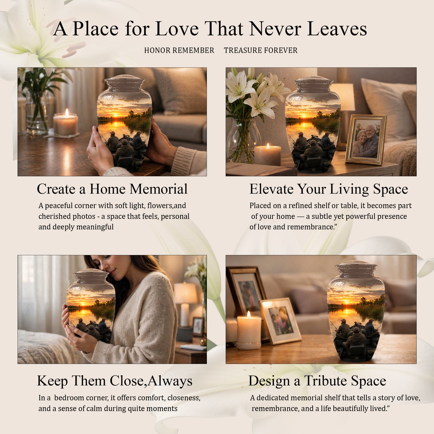 Fisherman Sunset Cremation Urn - Personalized Burial Urns For Ashes