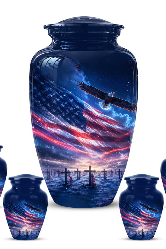 Personalized American Flag Cremation Urn for Ashes – Custom Military Memorial Urn