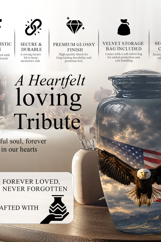 American Eagle Memorial Urn - Patriotic Burial Urns For Human Ashes