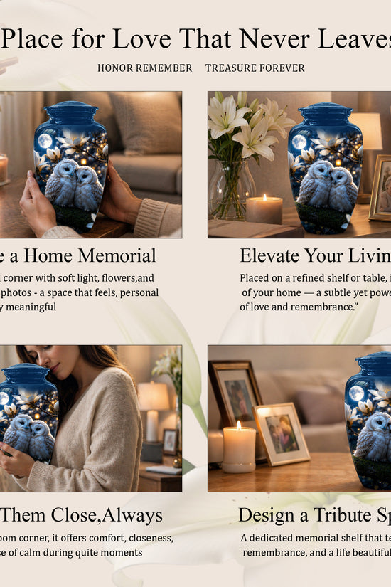 Owl Couple Cremation Urn - Beautiful Memorial Urns For Lover's Ashes