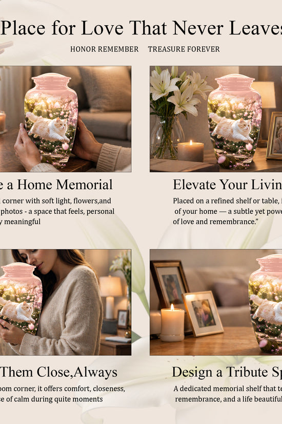 Fluffy Cat Pet Cremation Urn - Beautiful Pet Memorial Urns For Ashes