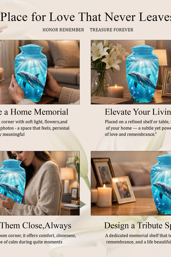 Dolphin Themed Urn - Beautifully Handcrafted Burial Urns For Mom Ashes
