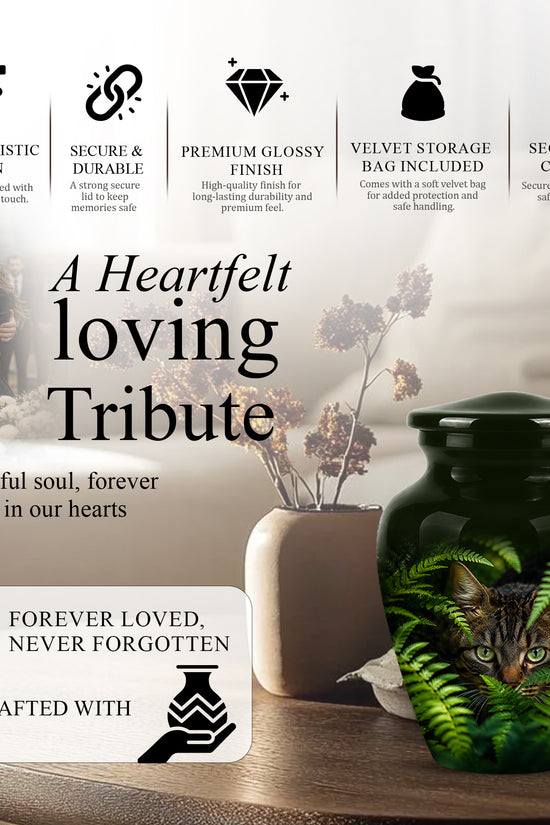 Cat Cremation Urns For Ashes - Personalized Black Pet Burial Urns
