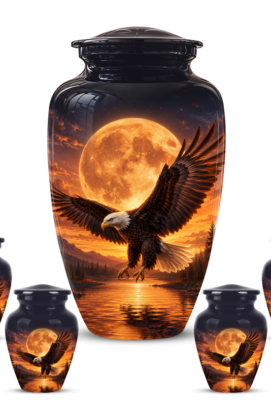 Personalized Flying Eagle Cremation Urn - Celestial Moon Memorial Urns