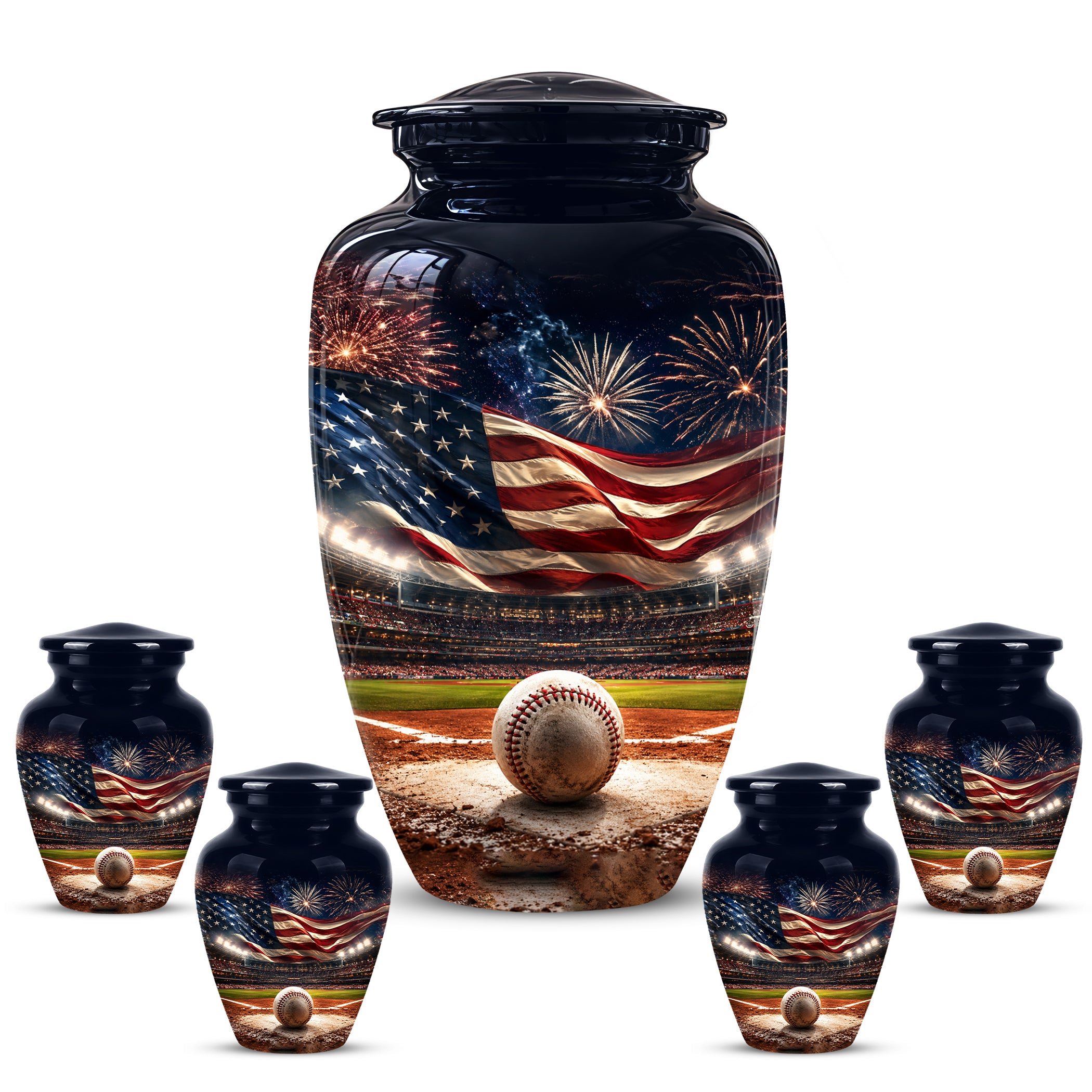 Personalized Baseball Urn with American Flag – Patriotic Urn for Human Ashes