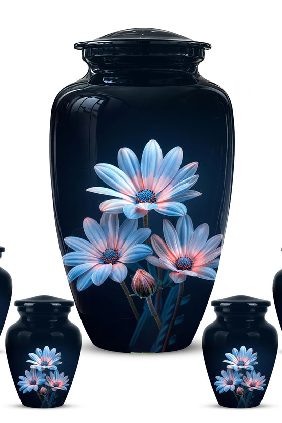 Blue Flower Memorial  Urn - Beautifully Crafted Urns To Tribute Ashes