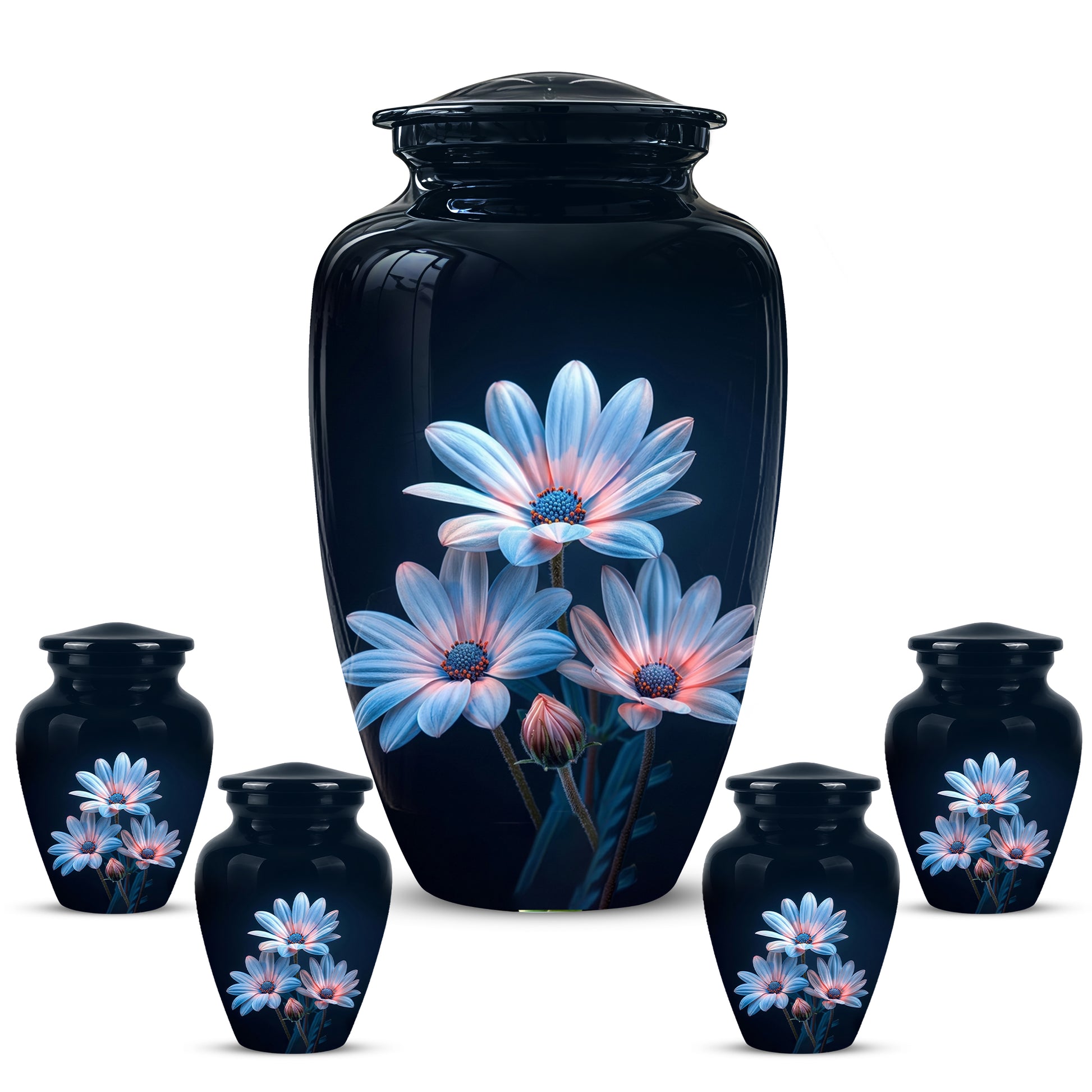 Blue Flower Memorial  Urn - Beautifully Crafted Urns To Tribute Ashes