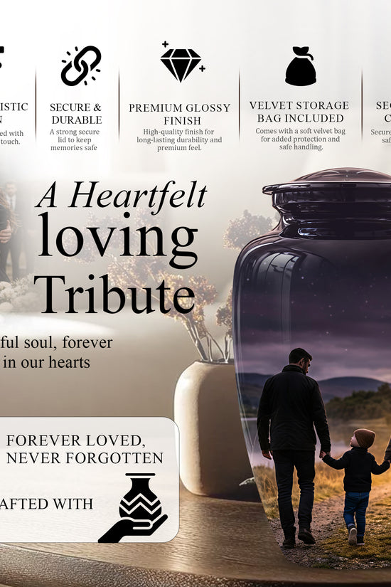 Dad, Son & Mom Cremation Urn - Artistic Night Burial Urns For Human Ashes