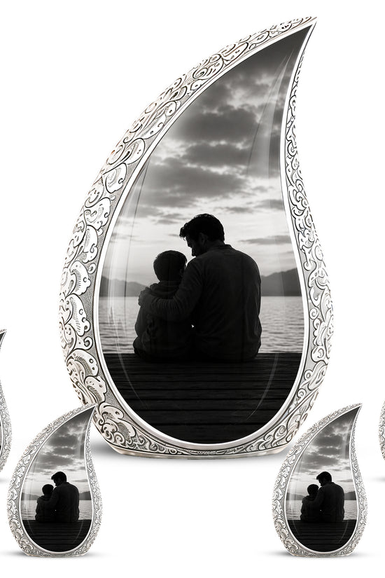 Handcrafted Father Memorial Urn - Black Personalized Urn For Dad Ashes
