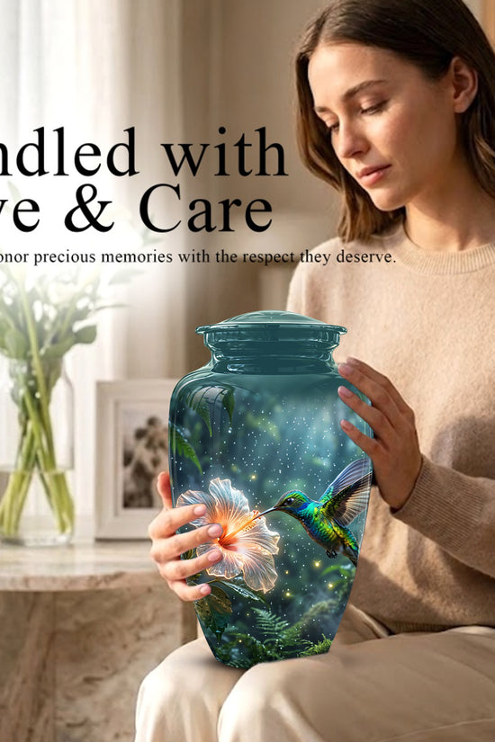 Hummingbird Cremation Urn for Ashes - Elegant Floral Memorial Urn