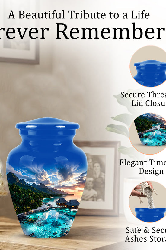 Beach Themed Cremation Urn - Personalized Burial Urns For Human Ashes