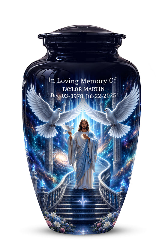 Jesus & White Dove Cremation Urn - Custom Spiritual Urns On Wholesale Price
