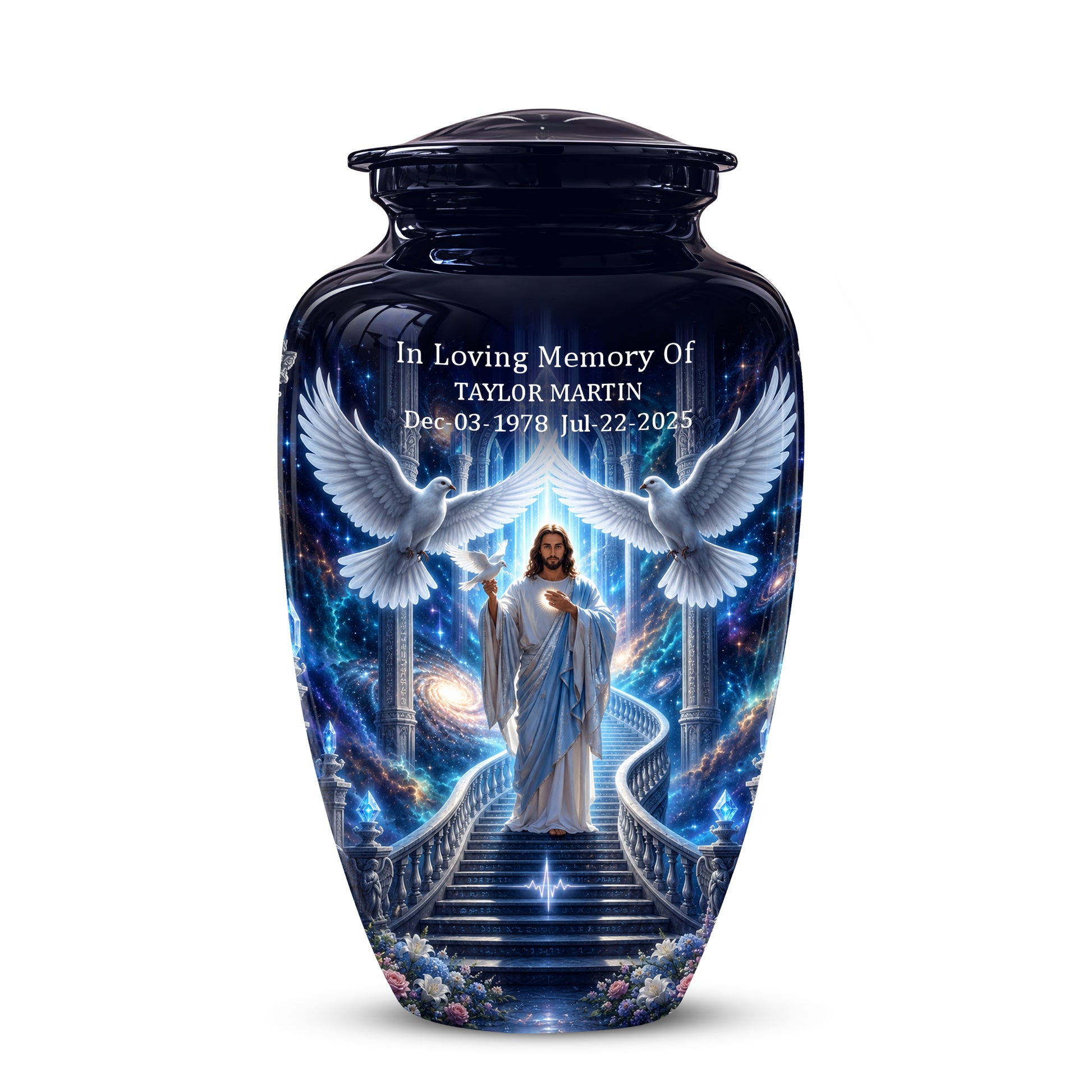 Jesus & White Dove Cremation Urn - Custom Spiritual Urns On Wholesale Price