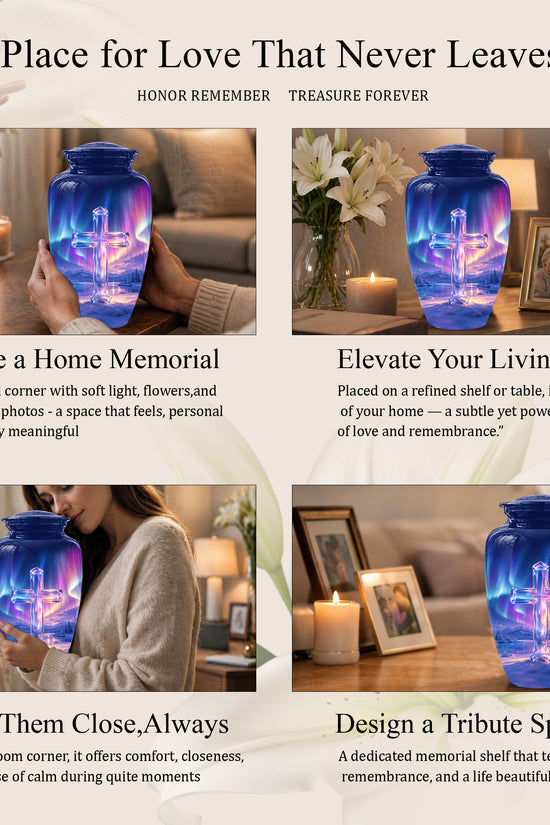 Celestial Cross Cremation Urn for Ashes – Peaceful Tribute Memorial Urn