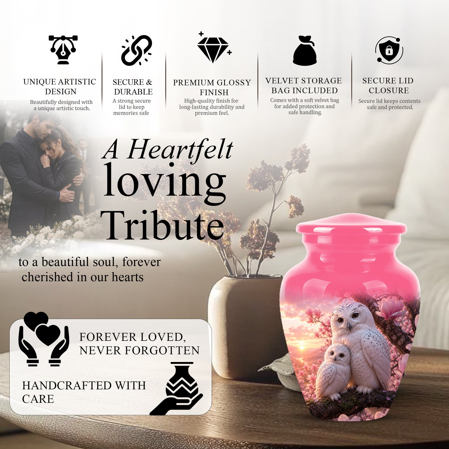 Owl Family Urn for Ashes – Elegant Cremation Memorial Urns For Humans