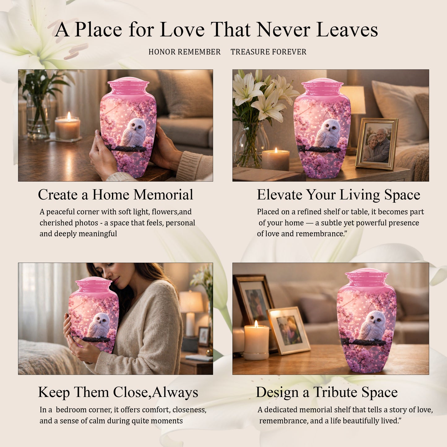 Baby Owl Cremation Urn for Ashes – Handcrafted Personalized Burial Urn