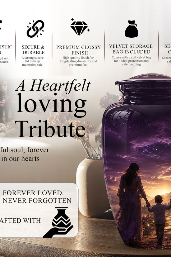 Father, Son & Mother Memorial Urn - Artistic Burial Urns For Human Ashes