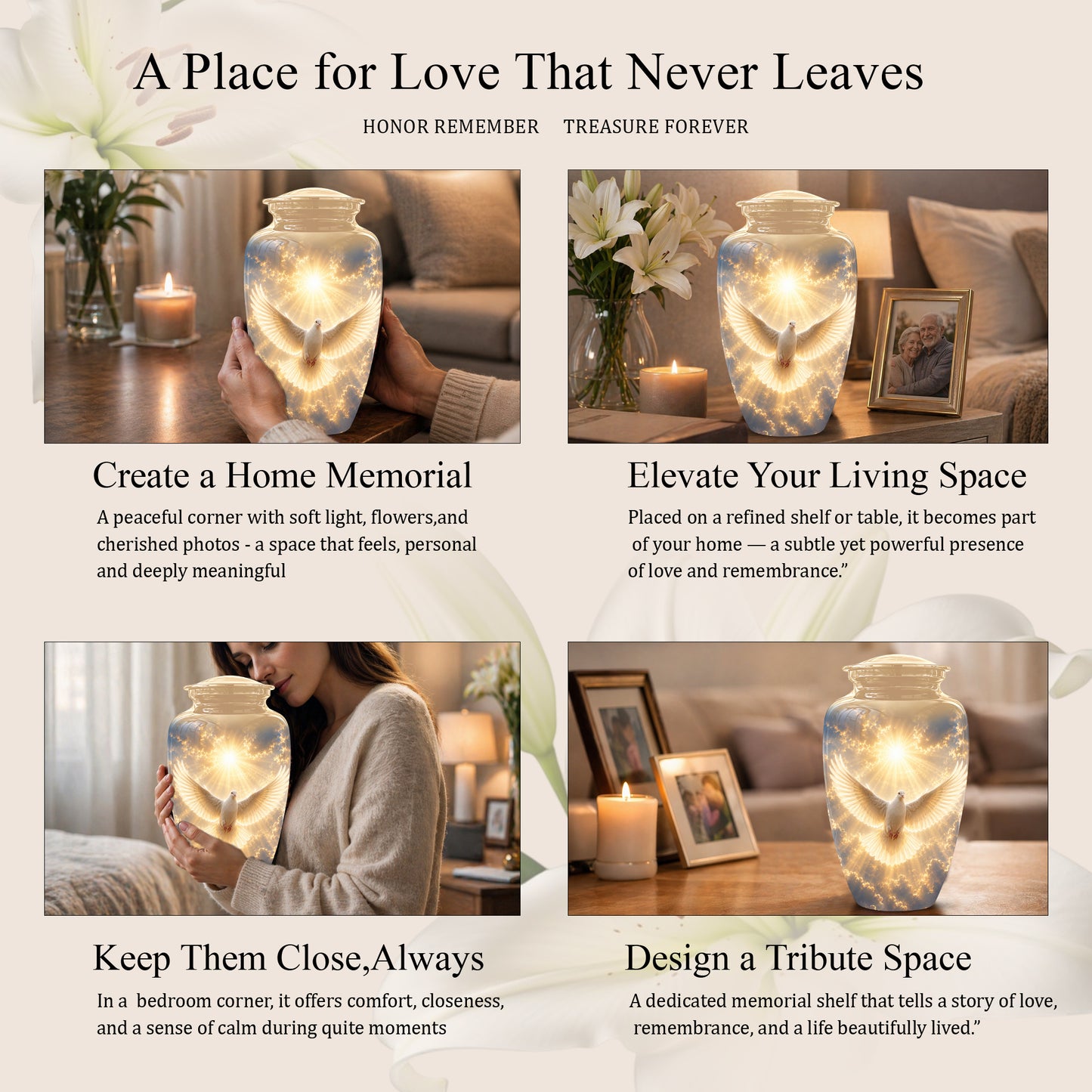 Flying Dove Cremation Urn - Custom Handcrafted Urn For Human Ashes