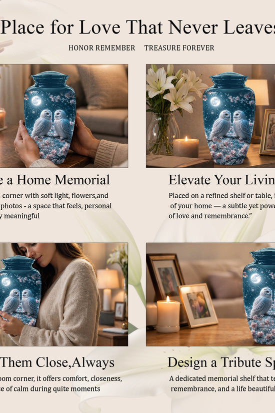 Snowy Owl Couple Memorial Urn - Majestic Couple Urns For Loved Ones