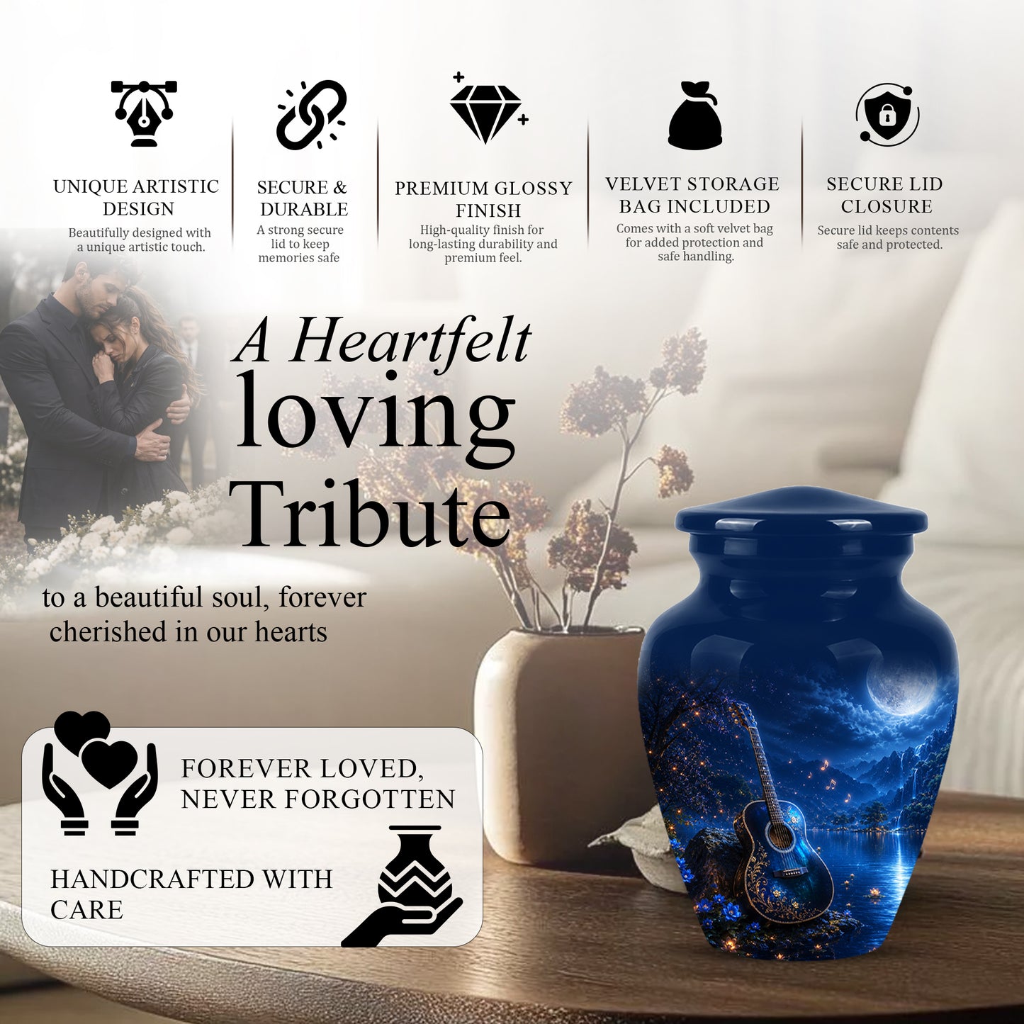 Acoustic Guitar Cremation Urn - Custom Guitar Urns For Human Ashes