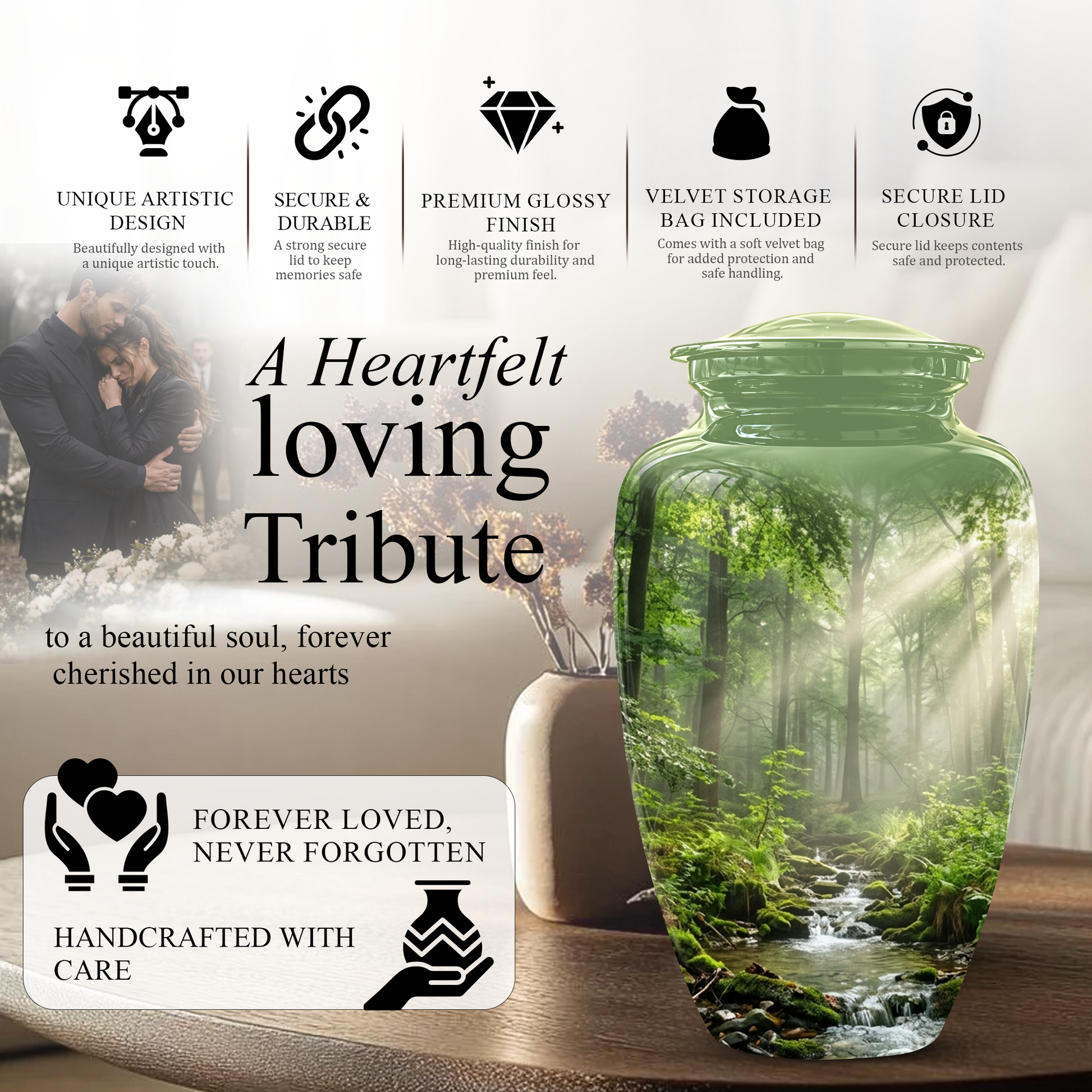 Forest Scenic Cremation Urn - Artistic Funeral Urns For Nature Lover's Ashes