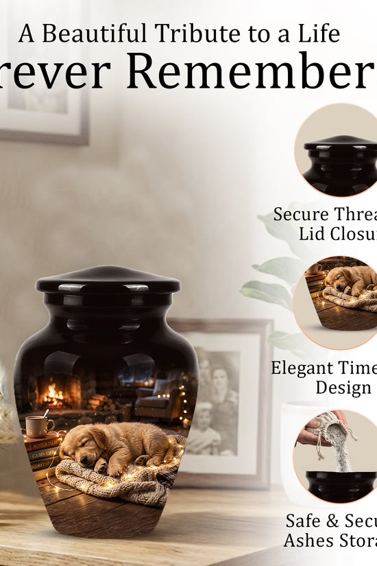 Dog Puppy Cremation Urn - Resting Eternal Memorial Urns For Pet Ashes