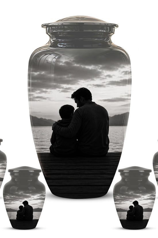 Handcrafted Father Memorial Urn - Black Personalized Urn For Dad Ashes