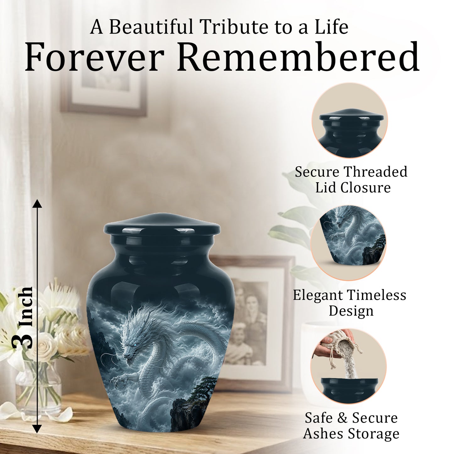 Dragon Cremation Urn = Custom Artistic Adult Memorial Urns For Ashes
