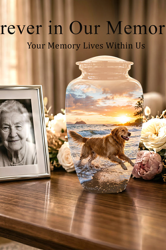 Golden Retriever Themed Urn - Personalized Memorial Urns For Pet Dog