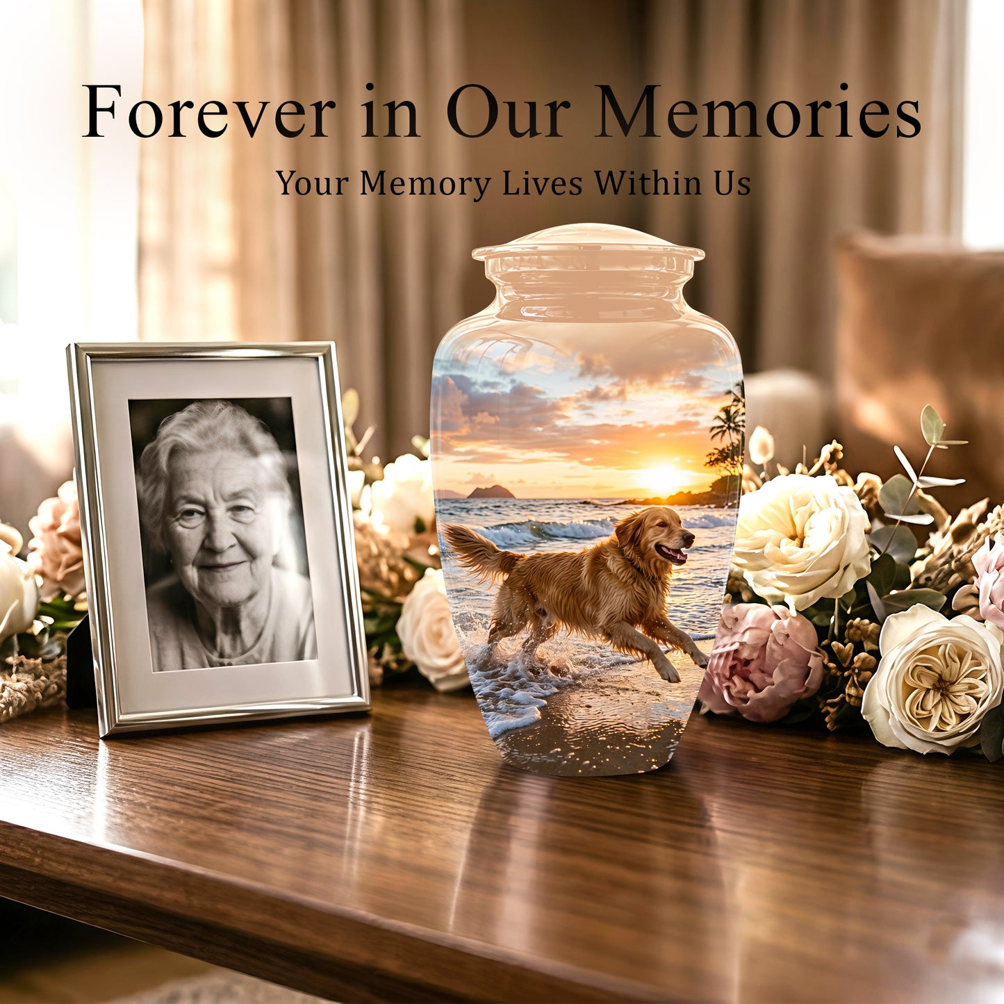 Golden Retriever Themed Urn - Personalized Memorial Urns For Pet Dog