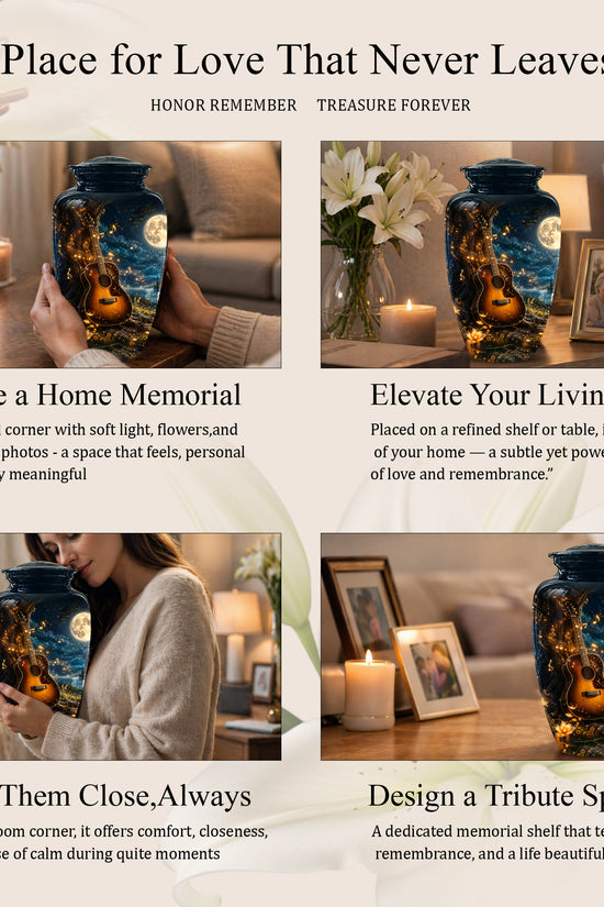 Artistic Guitar Cremation Urn - Starry Night Keep Urn For Music Lovers