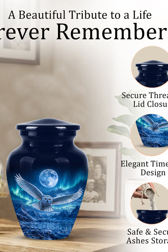 Flying Owl Memorial Urn - Night Owl Cremation Urns For Human Ashes