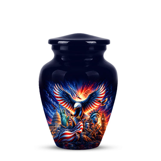 Custom Veteran Cremation Urn - American Flag & Eagle Urns For Ashes