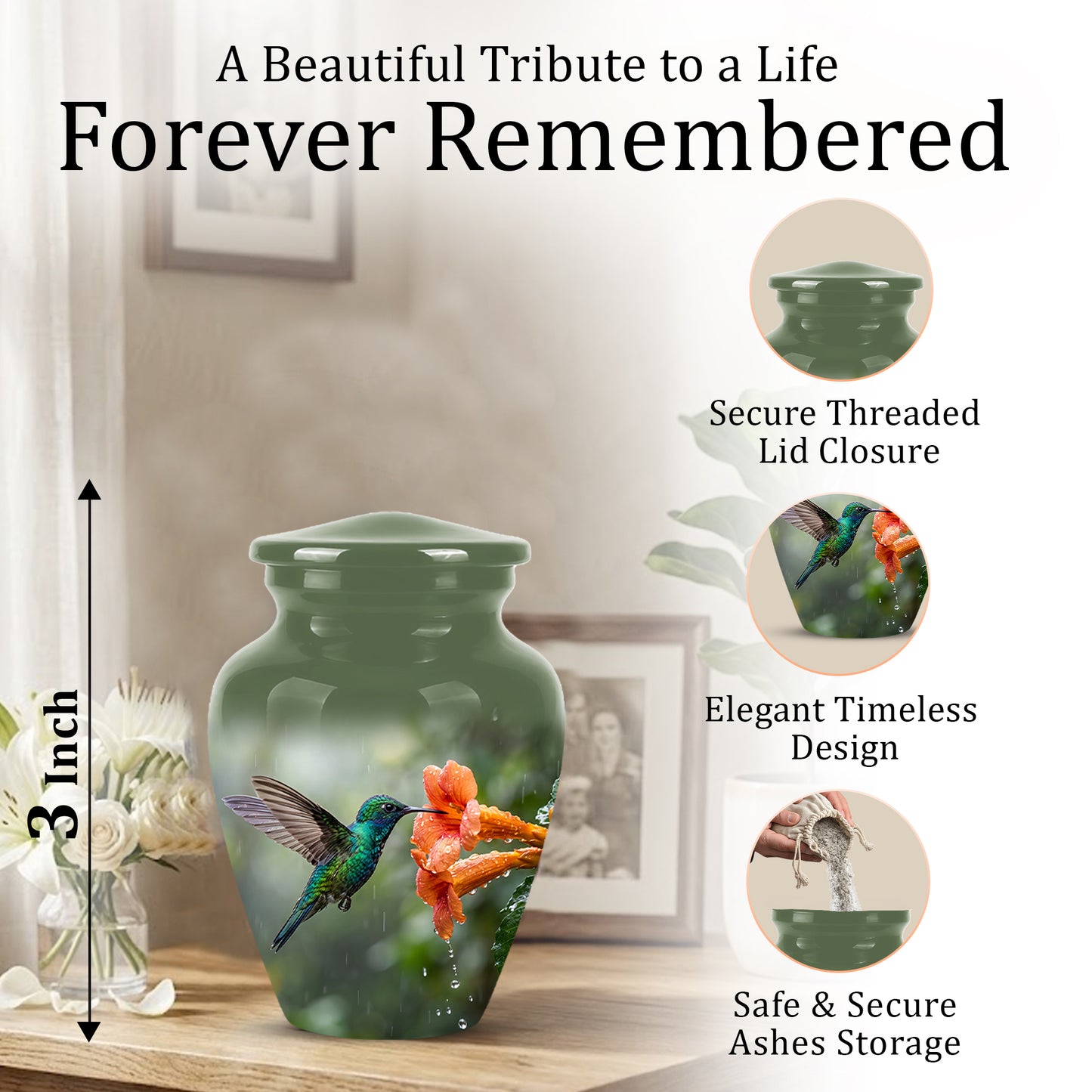 Hummingbird Memorial Urn for Ashes – Nature Inspired Design On Sale