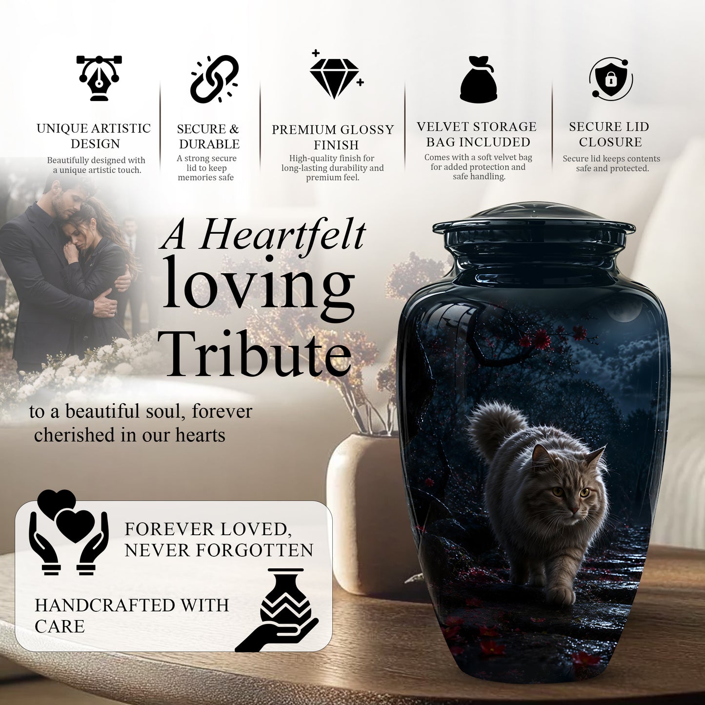 Custom Cat Cremation Urn - Handcrafted Pet Memorial Urns For Ashes