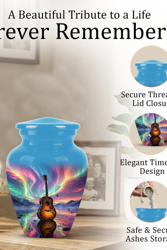 Guitar Aurora Borealis Urn - Classic Memorial Urns For Music Lovers