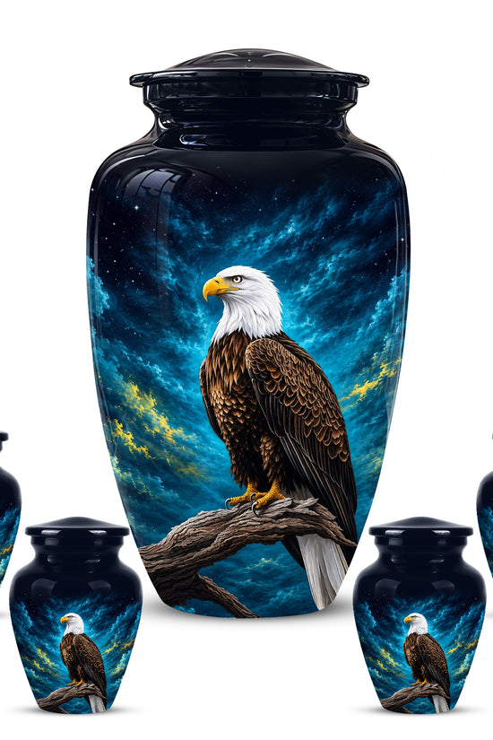 Cosmic Bald Eagle Cremation Urn - Decorative Memorial Urns For Human Ashes