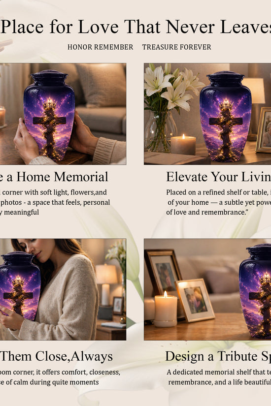 Cross With Crown Cremation Urn for Ashes – Spiritual Memorial Urns