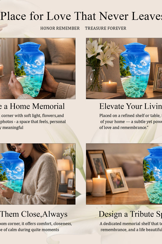 Beach Themed Memorial Urn - Beautifully Handcrafted Urns For Human Ash