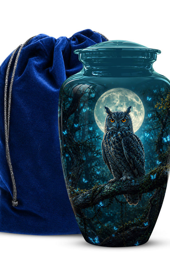 Majestic Horned Owl Burial Urn - Moonlight Owl Funeral Urns For Ashes