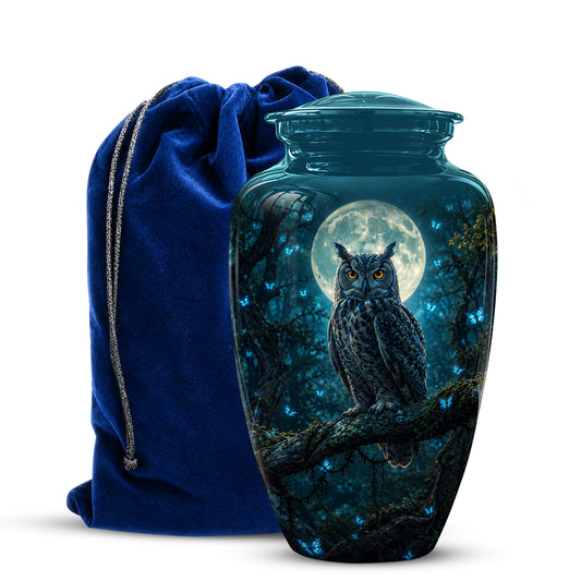 Majestic Horned Owl Burial Urn - Moonlight Owl Funeral Urns For Ashes