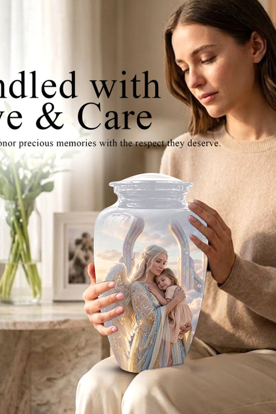 Angel Mother With Child Memorial Urn - Artistic Cremation Urns For Mom