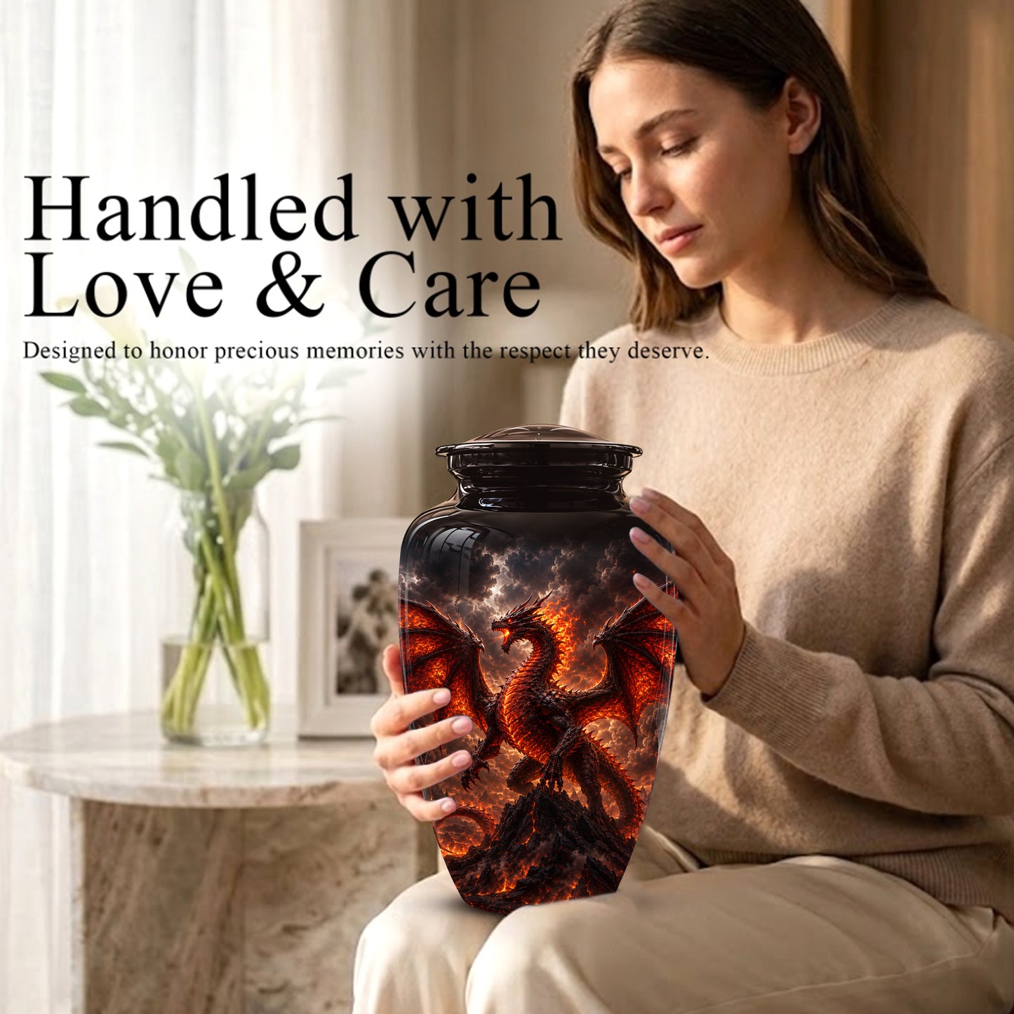 Dragon Fire Cremation Urn - Mythical Dragon Urn For Men & Women Ashes