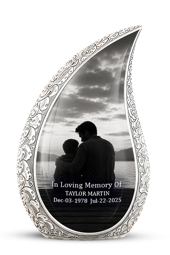 Handcrafted Father Memorial Urn - Black Personalized Urn For Dad Ashes