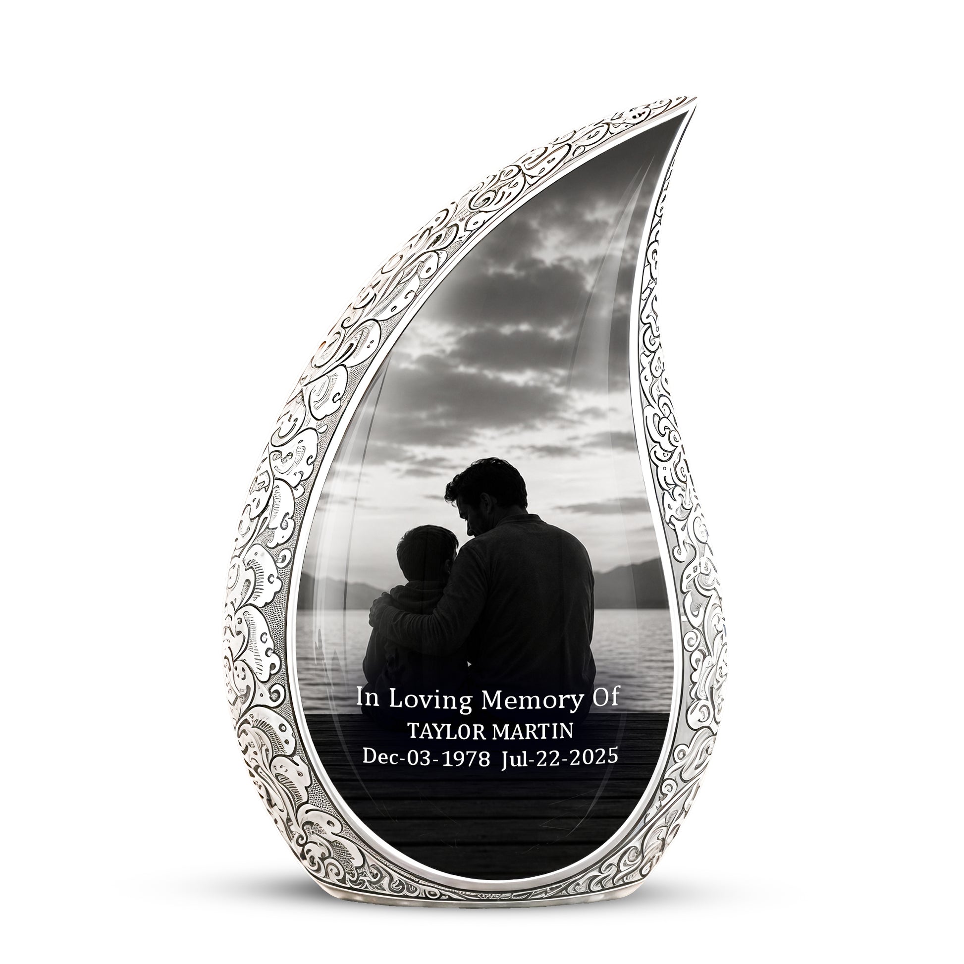 Handcrafted Father Memorial Urn - Black Personalized Urn For Dad Ashes