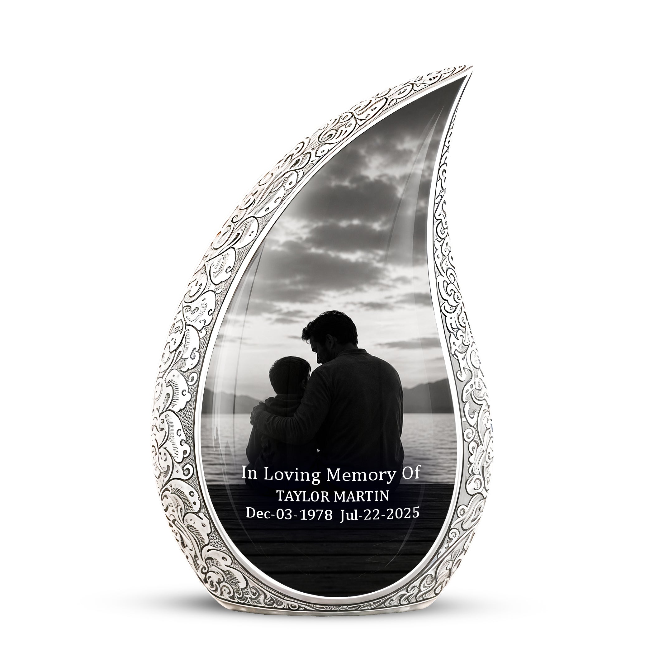 Handcrafted Father Memorial Urn - Black Personalized Urn For Dad Ashes