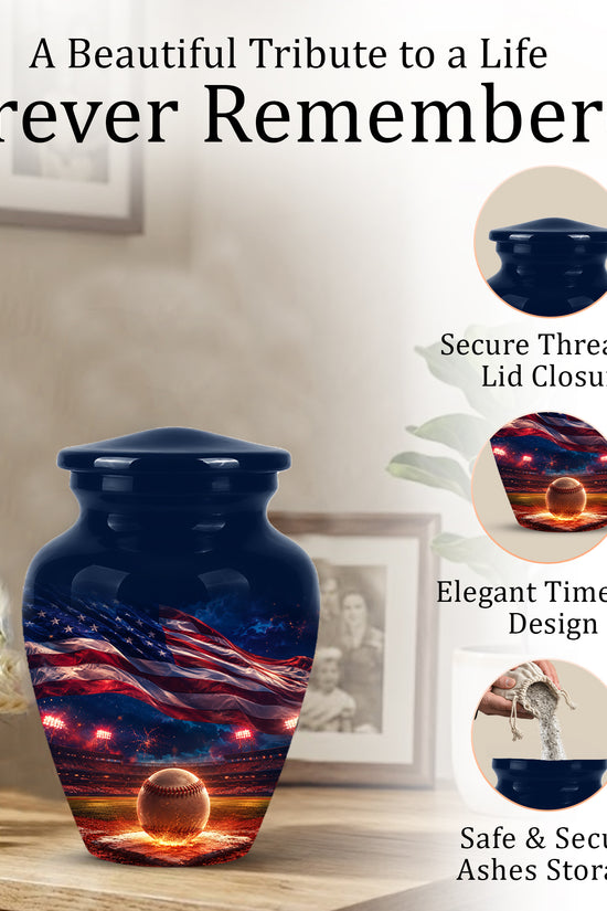 Baseball With American Flag - Custom Baseball Urns For Patriotic Human