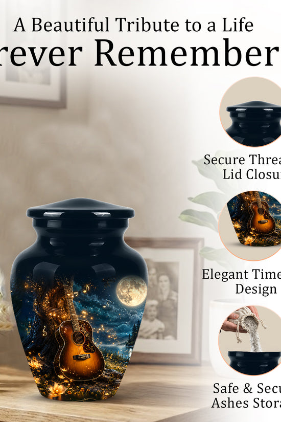 Artistic Guitar Cremation Urn - Starry Night Keep Urn For Music Lovers