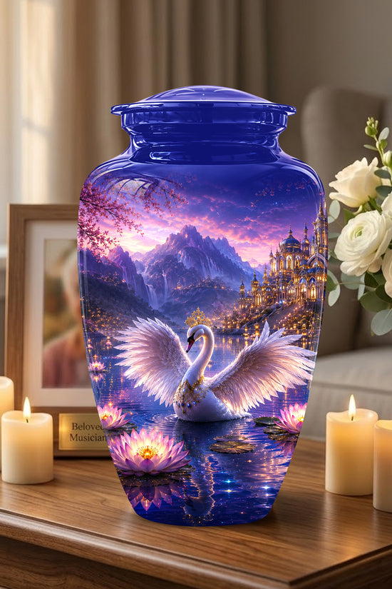 Swan Lake Fantasy Urn - Majestic Burial Urns For Loved Ones Ashes